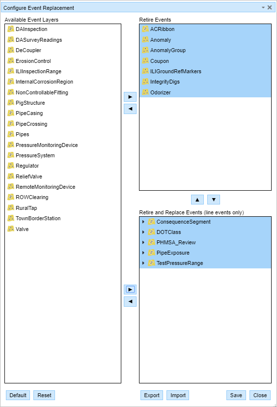 Event replacement configured Event replacement configured